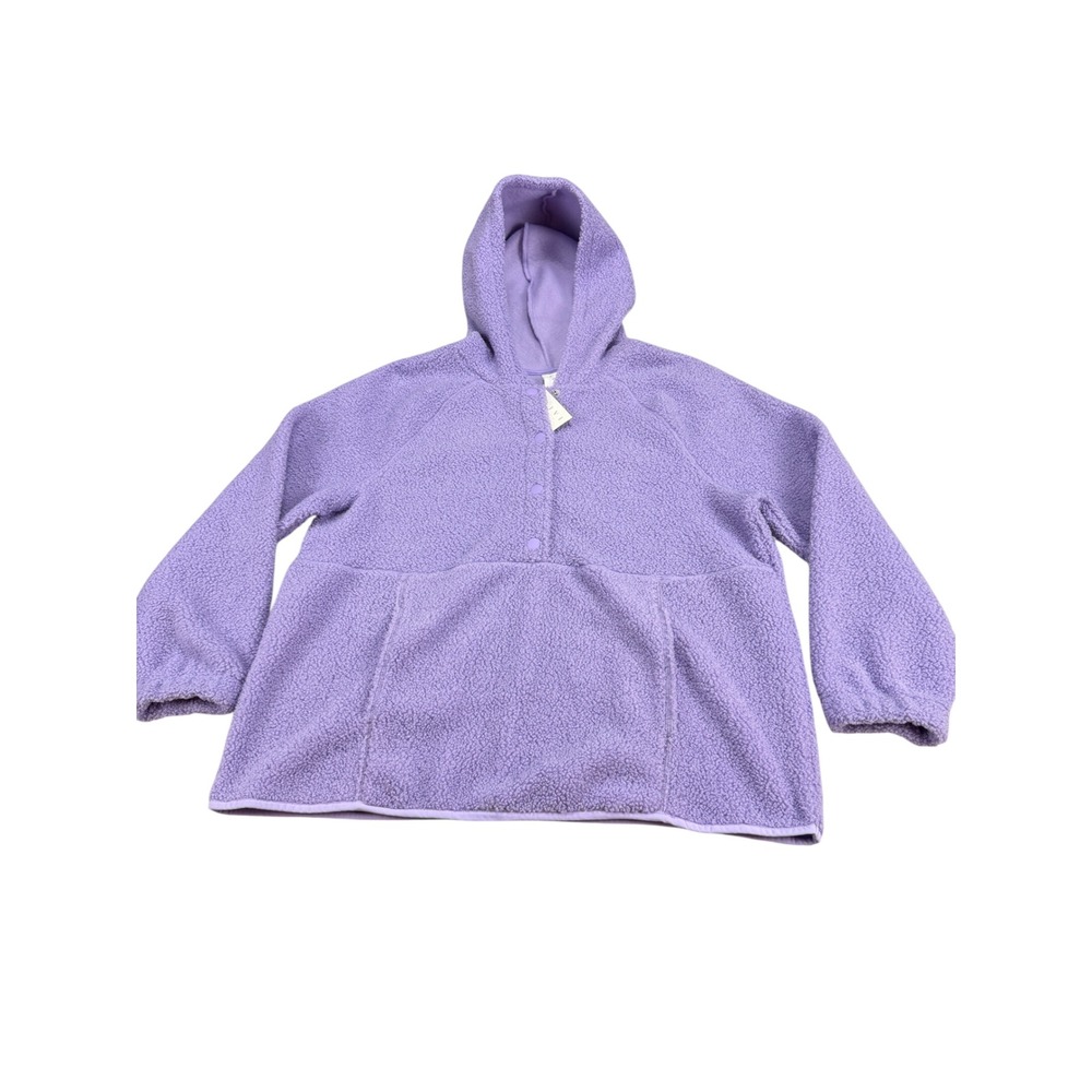 Livi Lane Bryant Women Sherpa Fleece Hoodie Pullover Snap Neck 14/16 MSRP $62